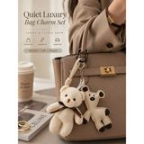 Biton Toptan 2 Li Set Peluş Ayıcık & Mini Geyik Çanta Charmı – Çanta Aksesuarı - Kedili Kanca - 000White - Standart