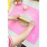 Biton Toptan Büyük Boy Silikon Hamur Açma Matı 50X40 cm Hamur Açma Matı Ölçekli - Pembe