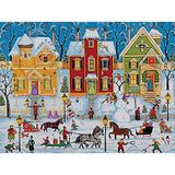 Bits and Pieces - Yetişkinler için 1000 Parça Yapboz 50,8 cm x 68,5 cm - Snow Has Fallen - 1000 adet Kış Tatili Kasaba At Kızağı Çocuk Kardan Adam Sezon Yapboz Sanatçı Joseph Holodook