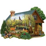 Bits and Pieces - Yetişkinler için 300 Parça Şekilli Yapboz Ölçüler 50,8 cm x 68,5 cm - Vahşi Kabin - 300 parça Orman Hayvanı Yapboz Sanatçı Thomas Wood