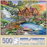 Bits and Pieces - Yetişkinler için 500 Parça Yapboz 45,72 cm x 60,96 cm - Büyülü Orman - 500 parça Orman Kulübesi, Doğa Hayvanları, Şelale Akrep Yapboz Sanatçı Cory Carlson'dan
