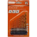 Bits Saplı Hss Matkap Uçu Seti 1/4" 10'l - Altın