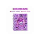 Bittox Çocuklar İçin Hediyelik Sulu Sticker Defteri-Mini Not Defteri-Kuromi Kavaii Sticker Defteri