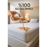 Bivalux Touch Sıvı Su Geçirmez Fitted Full Kenar Bebek Tek Battal Çift Kişilik Yatak Alezi Koruyucu - 100 x 200 cm - Beyaz