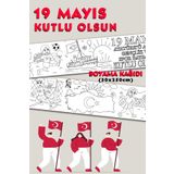 BiWini 19 Mayıs Atatürk'ü Anma Gençlik ve Spor Bayramı Temalı Dev Boyama Kağıdı 2,5 Metre