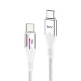 Bix 1 mt Beyaz 60W Type-C to Type-C Örgülü LED Işıklı Şarj ve Data Kablosu