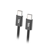 Bix 1 mt Siyah 60W Type-C to Type-C Örgülü Şarj ve Data Kablosu