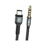 Bix A1C1 Type-C to 3.5mm Kulaklık ve 15W Type-C Şarj Kablo Dönüştürücü - Siyah