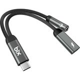 Bix Adp-12 Type-C To 3.5mm Kulaklık ve 15W Type-C Şarj Kablo Dönüştürücü - Koyu Gri