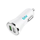 Bix Beyaz Çift USB Çıkışlı QC 3.0 Hızlı Araç Şarj Cihazı