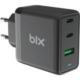 Bix BX-3P65G 3 Port Gan Teknoloji 65W Laptop/macbook/ipad/android Uyumlu Qc 4.0 Hızlı Şarj Adaptörü - Siyah
