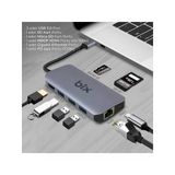 Bix BX10HB Type-C to 4K HDMI 3*USB-A Gigabit Ethernet PD 100W SD ve Micro SD Kart Okuyucu Çoklayıcı Hub