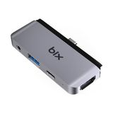 Bix BX16HB 4-in-1 Alüminyum Kasalı Type-C 4K@30Hz HDMI, 1x USB 3.0, 3.2mm AUX, 60W PD Port iPad, Macbook/Windows ve Android Telefonlar ile Uyumlu Çoklayıcı Adaptör