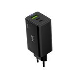 Bix BX3P66G 65 Watt Siyah GaN 2 Type-C PD 3.0 ve USB-A QC Üç Portlu Laptop Telefon Uyumlu Hızlı Şarj Adaptörü