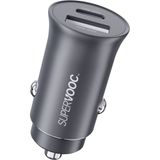 Bix BXAC33C 33W Supervooc 2.0 Type-C Pd ve Usb-A Çift Portlu Araç Içi Hızlı Şarj Cihazı Siyah