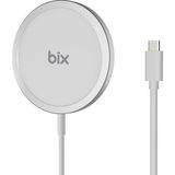 Bix BXMG17 15W Qi Akıllı Telefon, Airpods, Akıllı Saat Için Manyetik Kablosuz Hızlı Şarj Cihazı Type-C Girişli Taşınabilir Mıknatıslı Şarj Aleti Gümüş
