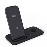Bix Bxmw1 2’si 1 Arada Apple iPhone Airpods Uyumlu Akıllı Telefon ve Tws Kulaklıklar Için 15W Qi Kablosuz Şarj Cihazı Stand Siyah