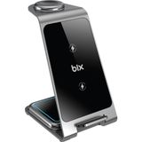 Bix Bxmw3 15W 3’ü 1 Arada iPhone Apple Watch Tws Kulaklık Uyumlu Ultra Ince Manyetik Kablosuz Şarj Istasyonu - Siyah