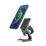 Bix BXMW7 3’ü 1 Arada 15W Kablosuz Şarj Cihazı iPhone 16, 15, 14, 13, 12 Serisi, Samsung Galaxy S24 Telefonlar, AirPods ve Apple Watch Uyumlu Katlanabilir Manyetik Tasarım Telefon Standı