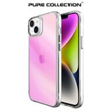 Bix iPhone 14 Plus / 15 Plus Pure Rainbow Pembe Çizilmeye Dayanıklı Darbe Emici Renk Geçişli Şeffaf Kılıf