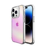 Bix iPhone 14 Pro Pure Rainbow Pembe Çizilmeye Dayanıklı Darbe Emici Renk Geçişli Şeffaf Kılıf