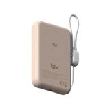 Bix PB121 Qi2.2 Sertifikalı 25W Kablosuz Magsafe PD 3.0 10000mAh Powerbank Semi-Solid State Batarya Dahili USB-C Kablolu Delinmeye Dayanıklı Ultra Korumalı Taşınabilir Hızlı Şarj Cihazı Açık Bej