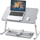 Bix Saiji AL30 Ayarlanabilir Laptop Masası – Yatakta Çalışma Için Ergonomik Tasarım, Yükseklik ve Açı Ayarı, Katlanabilir Sledge Bacaklar, Pvc Deri Yüzey ile 17″ Inç Laptop Uyumluluğu - 52 x 30 cm - Gri