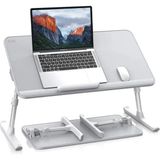 Bix Saiji AL33 Yükseklik ve Açı Ayarlı Laptop Masası Çalışma Okuma Için Ergonomik Laptop Standı, Katlanabilir, Taşınabilir ve Çevre Dostu Pvc Deri Yüzey, 17 Inç Dizüstü Bilgisayar Uyumlu Kilit Fonksiyonlu - 520 x 300 x 10 mm - Gri