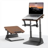 Bix Saiji D8 Ergonomik Laptop Standı Ahşap Yüzey Fare Platformlu Yükseklik Ayarlı Katlanabilir 11-17 inç Dizüstü Bilgisayar Standı