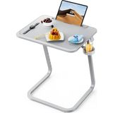 Bix Saiji F2 Yükseklik ve Açı Ayarlı Tv Tepsi Masası – Çok Fonksiyonlu Çalışma Masası, Dizüstü Bilgisayar Standı, Gizli Bardak Tutucu ve Tablet Yuvası ile Ergonomik ve Dayanıklı - 550 x 394 mm - Gri