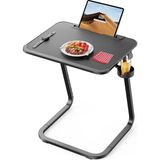 Bix Saiji F2 Yükseklik ve Açı Ayarlı Tv Tepsi Masası – Çok Fonksiyonlu Çalışma Masası, Dizüstü Bilgisayar Standı, Gizli Bardak Tutucu ve Tablet Yuvası ile Ergonomik ve Dayanıklı - 550 x 394 mm - Siyah