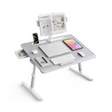 Bix Saiji K10 XXL Laptop Çalışma Masası PVC Deri 5 Kademeli Yükseklik Ayarlı Kitap ve Tablet Standlı Gri