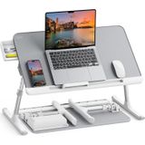 Bix SAIJI K7 Mini Dizüstü Yatak Tepsi Masası, Kaymaz PVC Deri ile Dizüstü Çalışma Masası, Ayarlanabilir Dizüstü Bilgisayar Standı Çok Amaç için Kullanılabilir Masa Gümüş