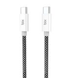 Bix T2CC 60W Ledli 1 mt Siyah Type-C Örgülü PVC Kablo