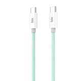 Bix T2CC 60W Ledli 1 mt Yeşil Type-C Örgülü PVC Kablo