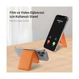 Bix Tmw4 Magsafe Uyumlu Kart Taşıma ve Telefon Stand Özellikli Katlanabilir Manyetik Deri Cüzdan ve Kartlık Uyumlu (Kahverengi) - Option-1