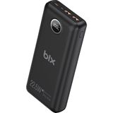 Bix Üç Portlu 20.000 mAh 22.5w Süper Hızlı Şarj 4.0 Pd Giriş/çıkışlı Led Göstergeli Siyah Powerbank