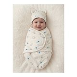 biyan collection %100 Pamuk Şapkalı Kundak Battaniye, 0-3 Ay Bebek İçin, Cırt Cırtlı, Yumuşak Nefes Alan Penye Kumaş