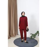 Biyeli Ala Şalvar Takım - Bordo - 2