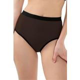 Biyeli Tüllü Kadın Slip Külot Siyah XL