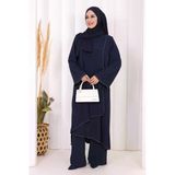Biyeli Uzun Tunik Pantolon Takım 8005 Lacivert