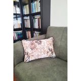 Biyeli Yastık Kırlent Kılıfı Desenli Kahve 50X30