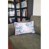 Biyeli Yastık Kırlent Kılıfı Desenli Mavi 50X30