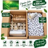 Biyo Kullan At Karton Bardak Ahşap Çay Kaşığı Tek Sargılı Şeker Seti 1500+1500+1500 Adet