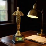 Biyoloji Öğretmenine Özel İsimli Oscar Heykeli - Yaprak Desenli Anlamlı Öğretmenler Günü Hediyesi