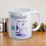Biyoloji Öğretmenlerine Özel Öğretmenler Günü Hediyelik Baskılı Kupa - Beyaz - 300 ml