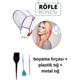 BİYUTREND Delikli Röfle Saç Bonesi ve Delme Tığı +boyama fırçası+plastik tığ