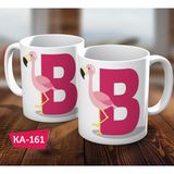 Biz Dijital B Harf Baskılı Filamingo Hediyelik Kahve Kupa Bardak