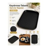 BİZ ZÜCCACİYE Kaydırmaz Taban Servis ve Burger Tepsisi Siyah 27x36 cm