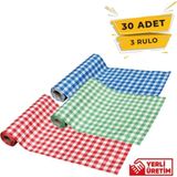 Bizden Eve Tek Kullanımlık Masa ,Aktivite Ve Mama Sandalyesi Örtüsü 3’Lü Rulo 100X120 Pötükare Desenli